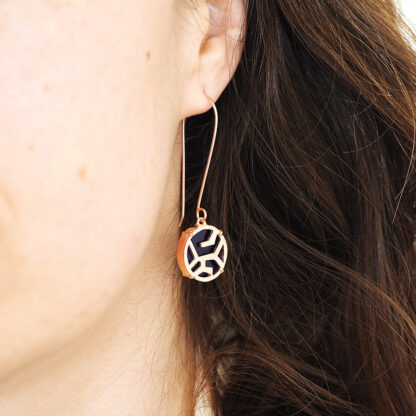 Cell Structure 18k Rose Gold Vermeil Earrings with Navy Blue Enamel - Image 2