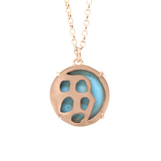 Cell Structure 18k Rose Gold Vermeil Pendant with Sky Blue Enamel