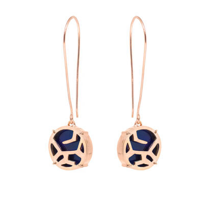 Cell Structure 18k Rose Gold Vermeil Earrings with Navy Blue Enamel