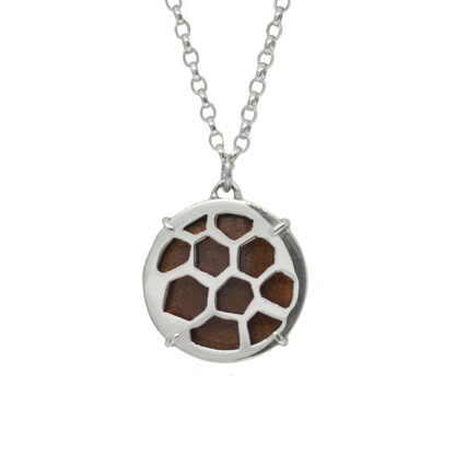 Honeycomb Sterling Silver Pendant with Amber Enamel