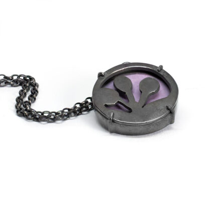 Hypericum Oxidised Silver Pendant with Mauve Enamel - Image 3