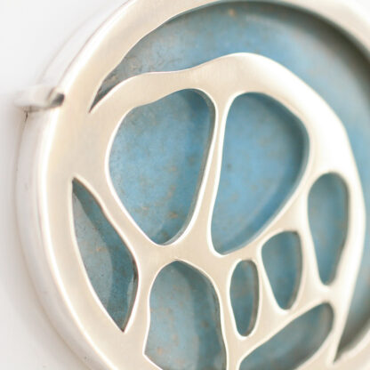 Cell Structure Sterling Silver Pendant with Light Blue Enamel