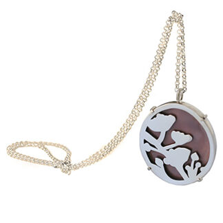 Cherry Blossom Sterling Silver Pendant with Mauve Enamel