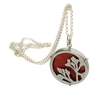 Thistle Sterling Silver Pendant with Red Enamel